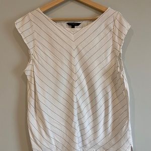 White chevron print cotton tank top